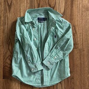 Polo by Ralph Lauren Green Button Down Shirt with Stripes
